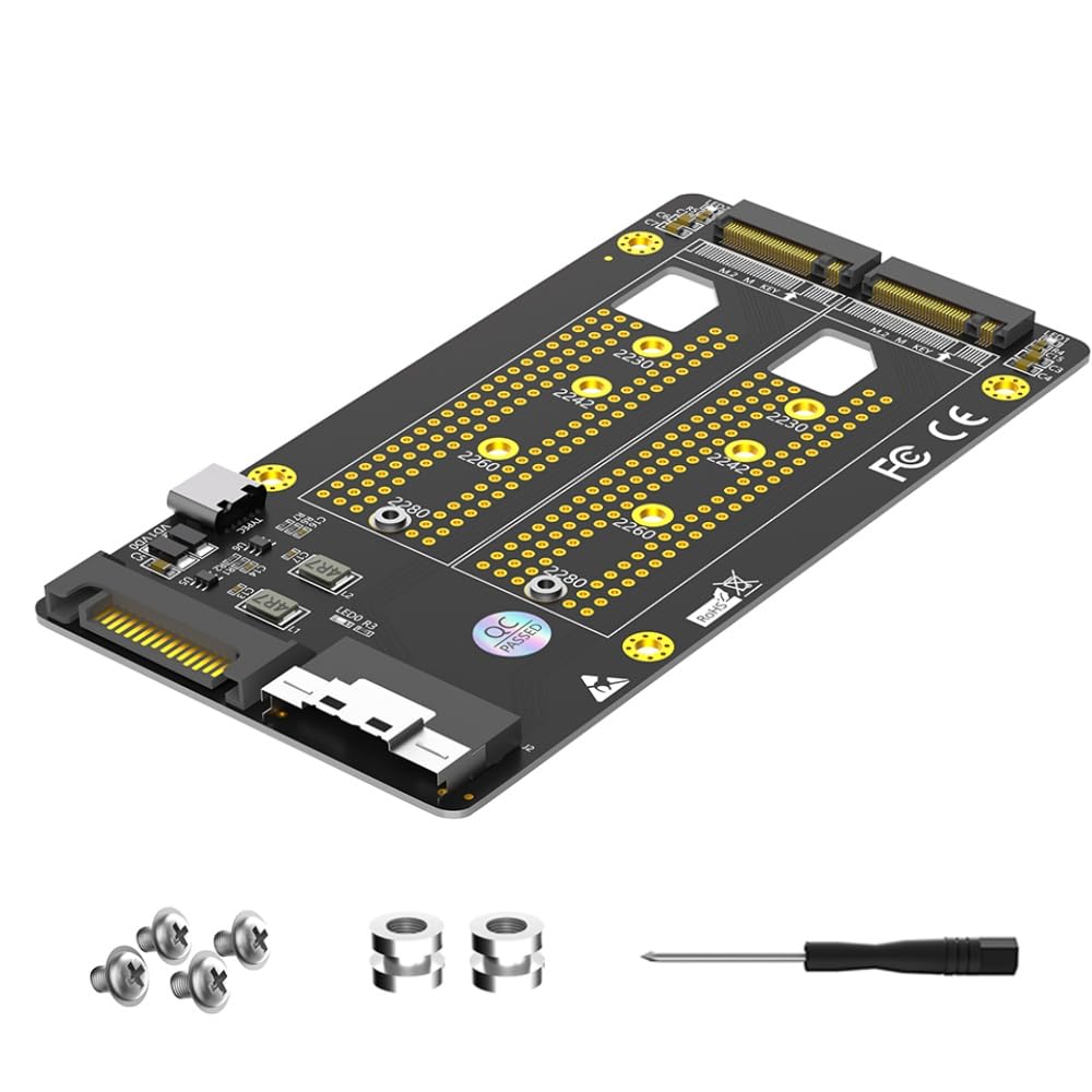 2 in 1 M.2 NVME SSD to Slimline SAS SFF-8654 8i Adapter, NGFF M.2